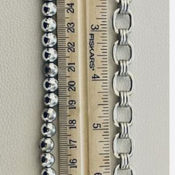 Estate Designer Signed CHAPS Silver Tone Link Chain Bracelets - Picture 1 of 8